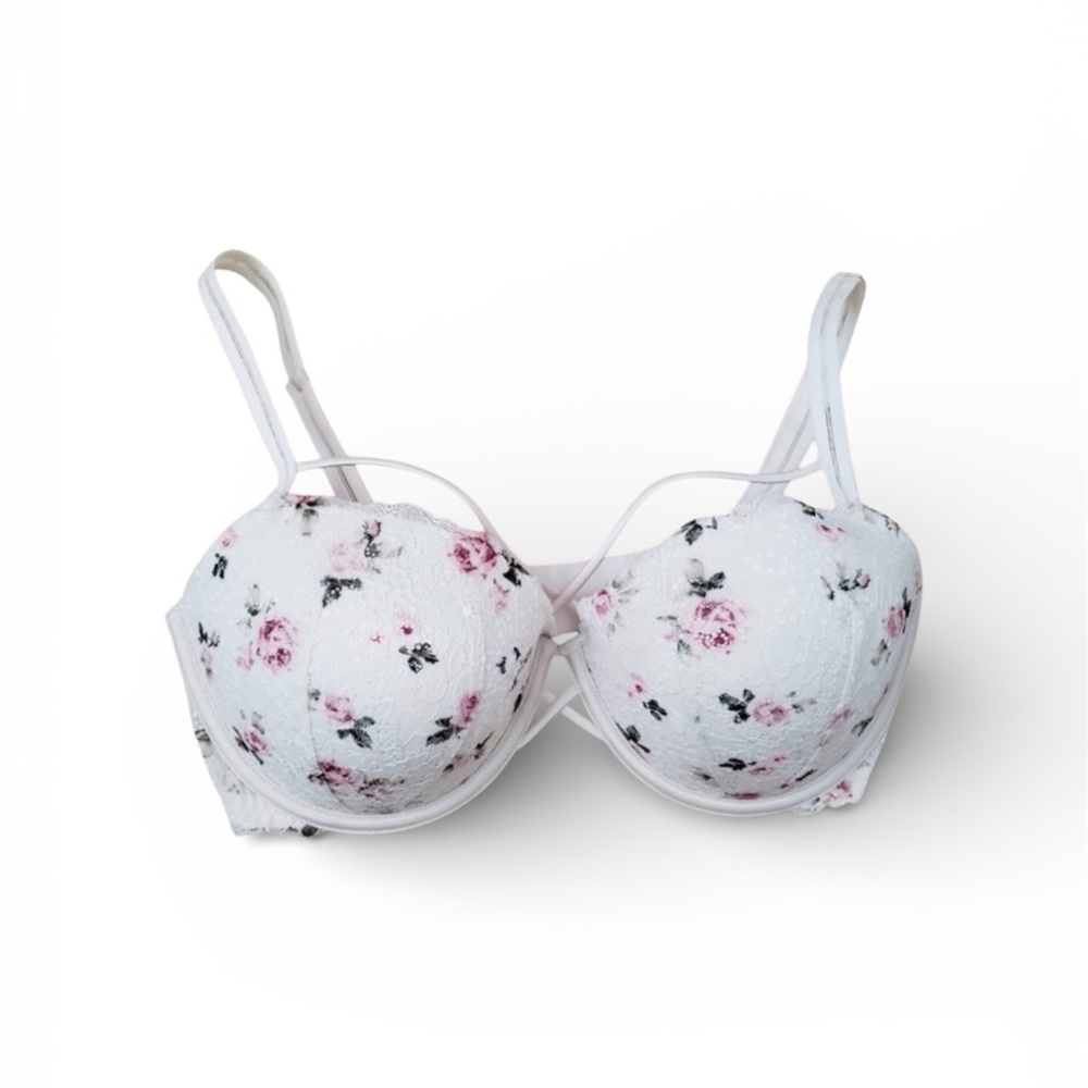 PINK Victoria’s Secret Date Push Up Bra Ivory & Floral Print 34C